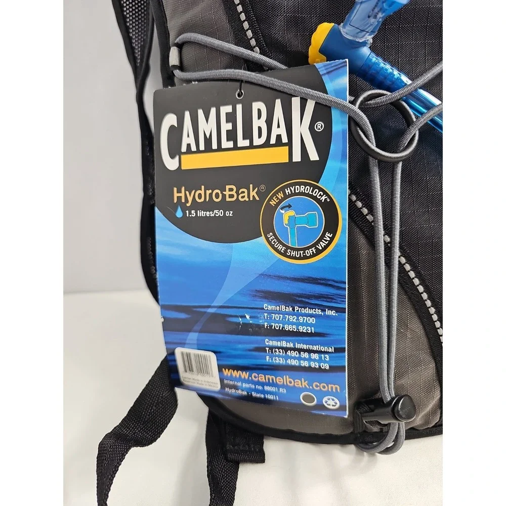 CamelBak HydroBak Hydration Pack NEW W/TAGS Black/Gray 1.5L/50oz Hydrolock